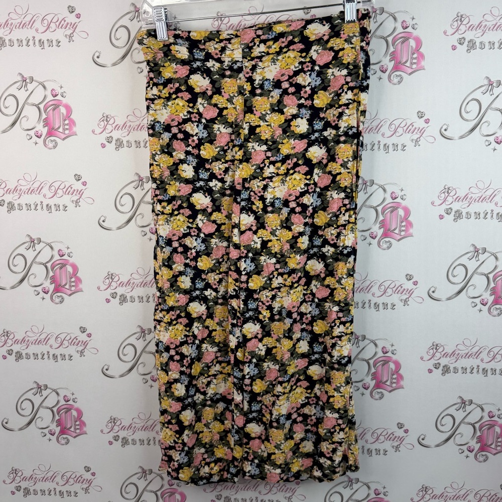 Vero Moda pants flowers yellow pink green Black Floral comfy flowy pockets